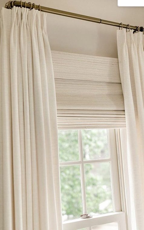 Roman shade with light drapery panels