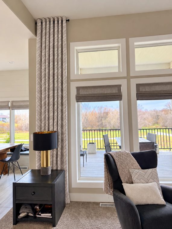 Light curtains beside a patio door